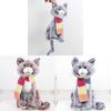 Cat Plush Toy With Scarf 28cm Soft Polyester Collectible Home Decor For Kids And Adults