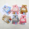 Kids' Thick Winter Half-Finger Flip Gloves with Rabbit Cartoon Design for Writing and Play