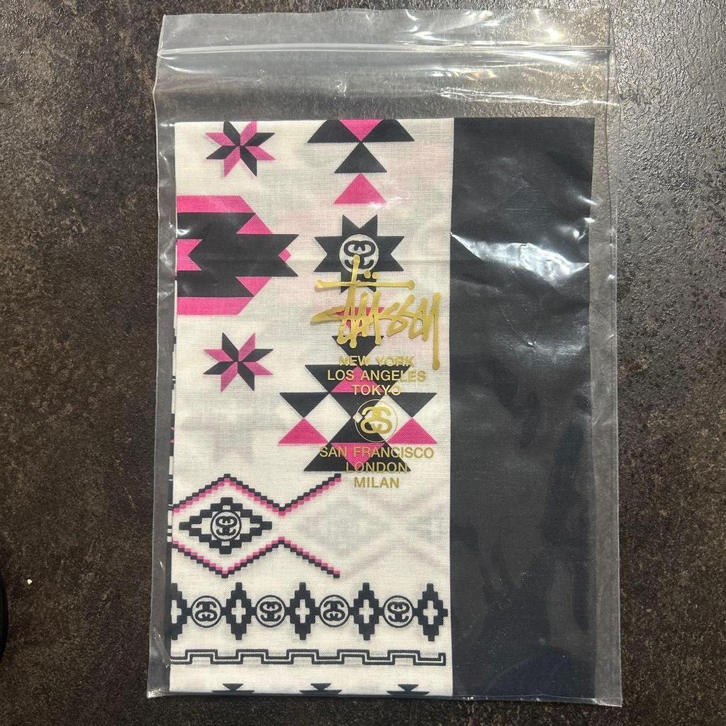 Used Stussy Bandana Native Pattern White x Black