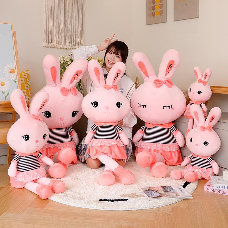 Girl Heart Pink Love Rabbit Doll Plush Toy Little White Rabbit Doll Children Accompany Soothing Doll