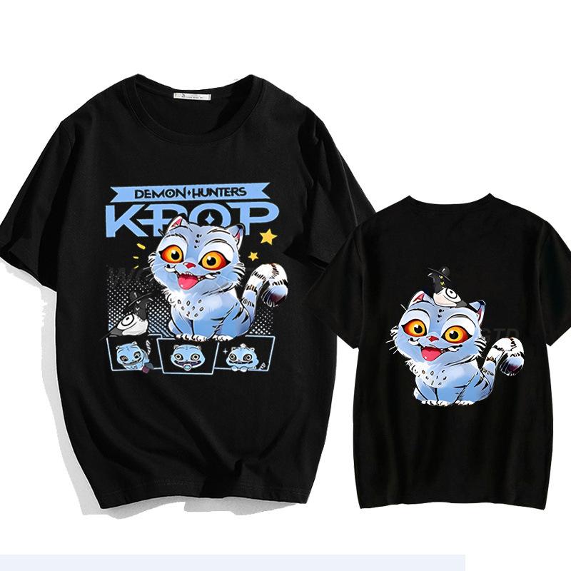 Summer Comfortable Soft KPop Peripheral Anime Cartoon Printed Pure Cotton T-shirt Men Women Casual Round Neck Short Sleeved T-shirt