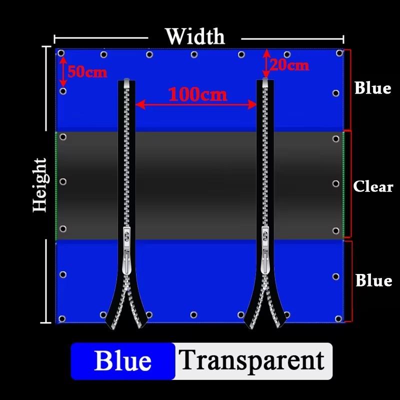 PVC Tarpaulin with Two Zippers Thickened 0.35mm 450 G/m² Waterproof Tarp Vinyl Outdoor Curtains For Patio Pergola Gazebo Porch