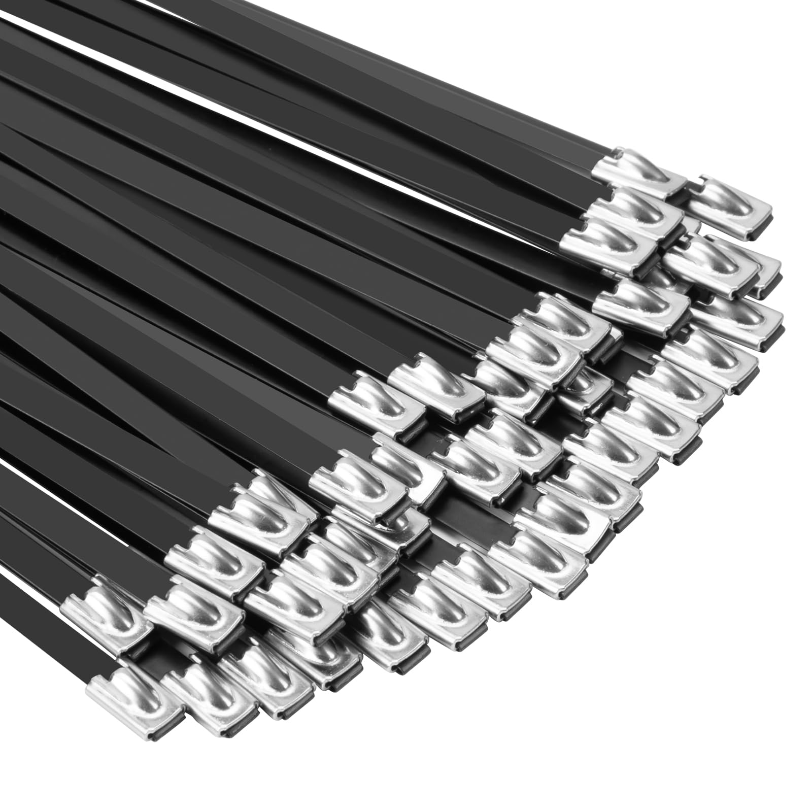 

XINGO 50-Piece Black 4.6mm Wide x 500mm Long Cable Ties, Durable Stainless Steel 304 Cable Ties with 136KGS Tensile Strength, Multipurpose