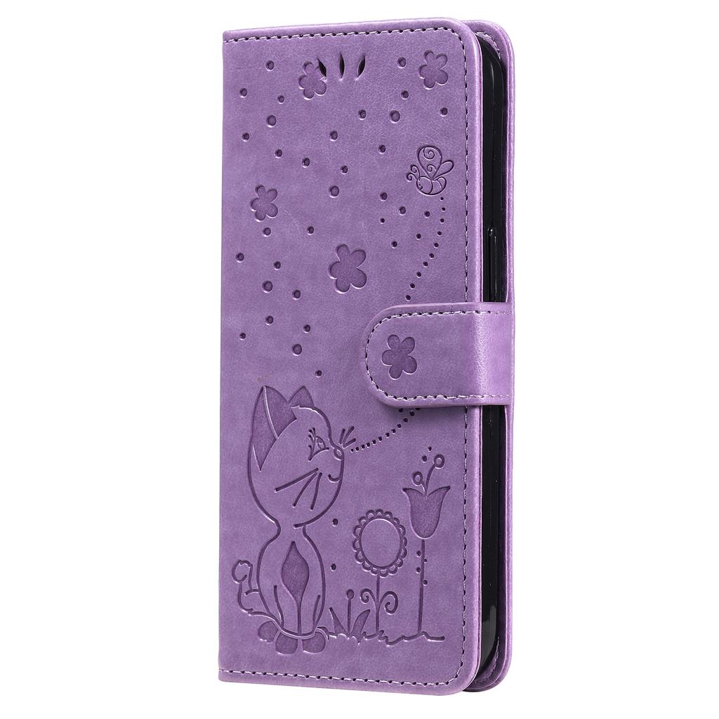 For Samsung Galaxy A05 4G Leather Case Cat Bee Pattern Phone Cover Wallet Stand with Strap