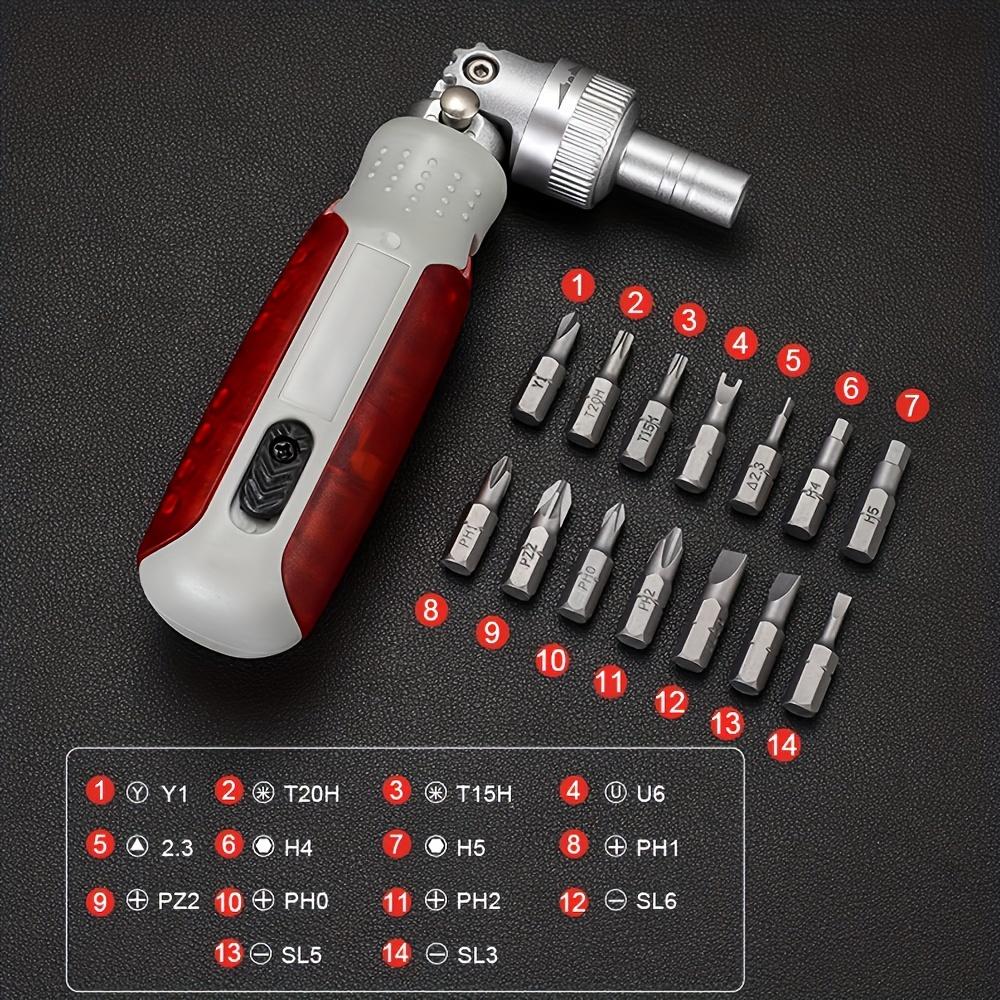 15in 1 Portable Precision Ratchet Screwdriver Set with Magnetic Bit, Multifunctional Repair Tool Combination Tool