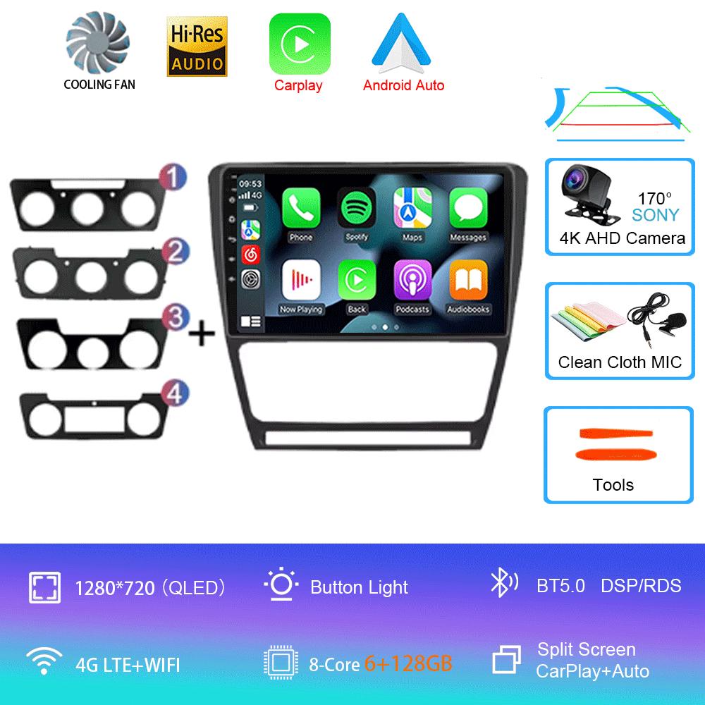 Android 14 Car Radio for Skoda Octavia 2 A5 2004 - 2013 Multimedia Video Player Navigation Stereo DVD Carplay Audio Head Unit