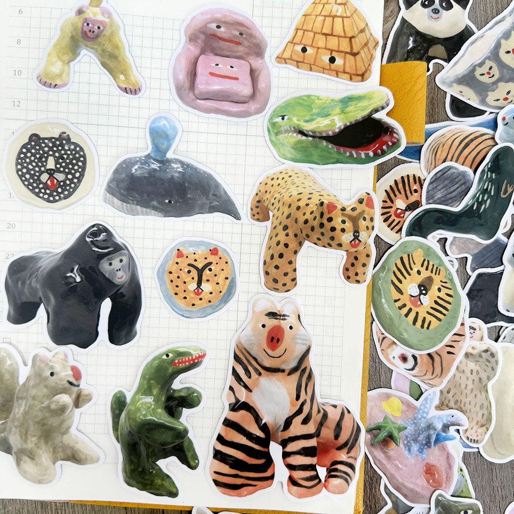 Cute Animal Stickers Funny Personalized Animal Stickers New Hand-Painted Decals for Journal Diary Scrapbook Photo Album Decor