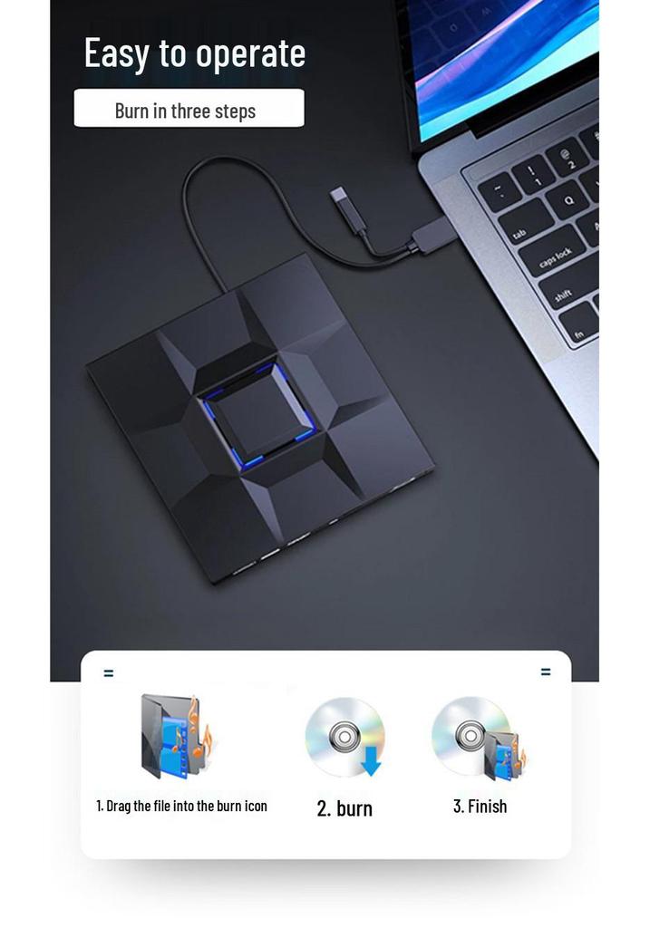 Universal USB 3.0 Type-C Blu-ray Optical Drive for Laptops - Region-Free External BD-ROM
