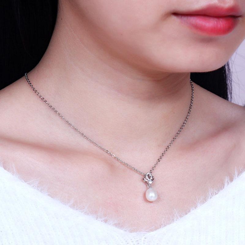 Real Natural pearl pendant 925 Woman,Freshwater Silver pearl pendant on the neck Wife Mother Birthday Gift White Pink Black