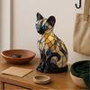 Stained Glass Cat Lamp Cute Cat Resin Night Light LED Bedside Lamp for Bedroom Living Room Decor Home Decoration Gift