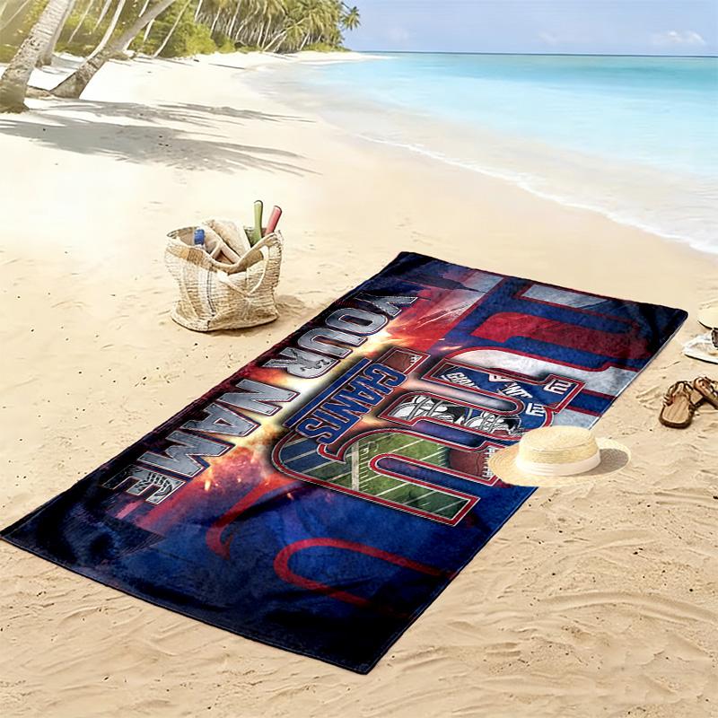 New York Giants Print Beach Towel, Large Soft Quick Dry Towel for Beach Camping Swimming