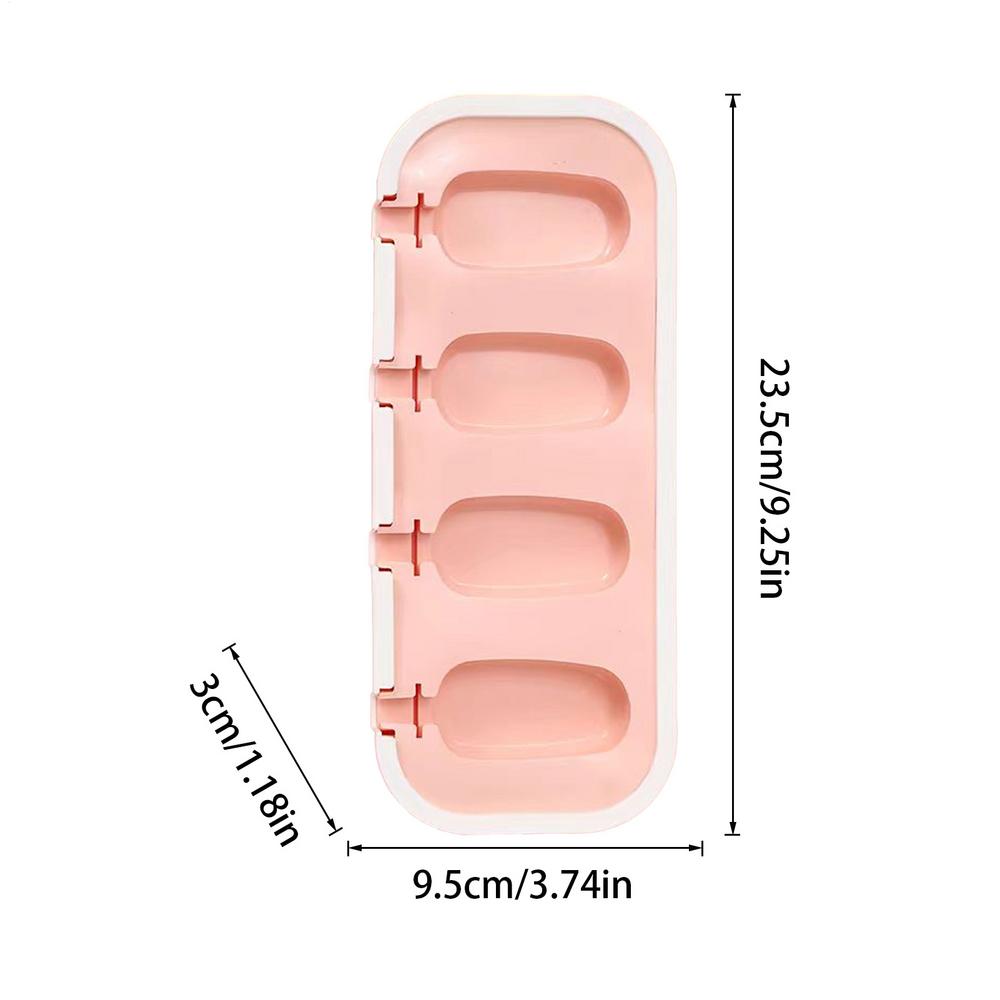 

Silicone Ice Pop Molds 4-Hole Silicone Popsicle Maker 2X Easy Release Mould Food Grade Chilled Pop Molds For Pudding Fruit рожевий