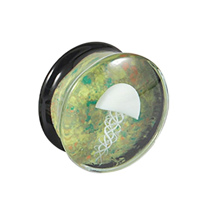 Unique Jellyfish Pattern Glass Ear Stretcher Handcrafted Expander Body Piercings Suitable for Comfortable All Day Wear