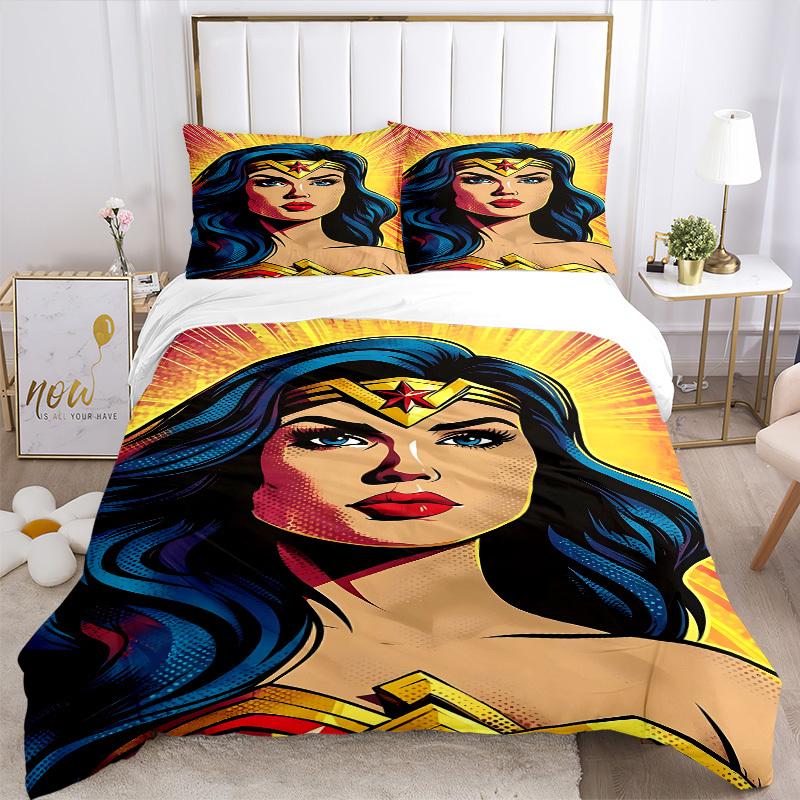 3pcs Wonder Woman, Superhero Cover Set,Soft Comfortable Duvet Cover,Guest Room (1*Duvet Cover + 2*Pillowcases, Without Core) yy251024004