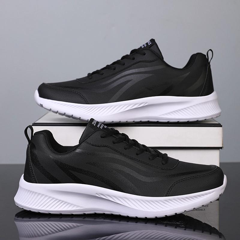 Fashion New Men Running Shoes Size 46 Male Sneakers Anti-slip Breathable Men's Walking Shoes Lace Up Soft Casual Shoes Lightweight Black