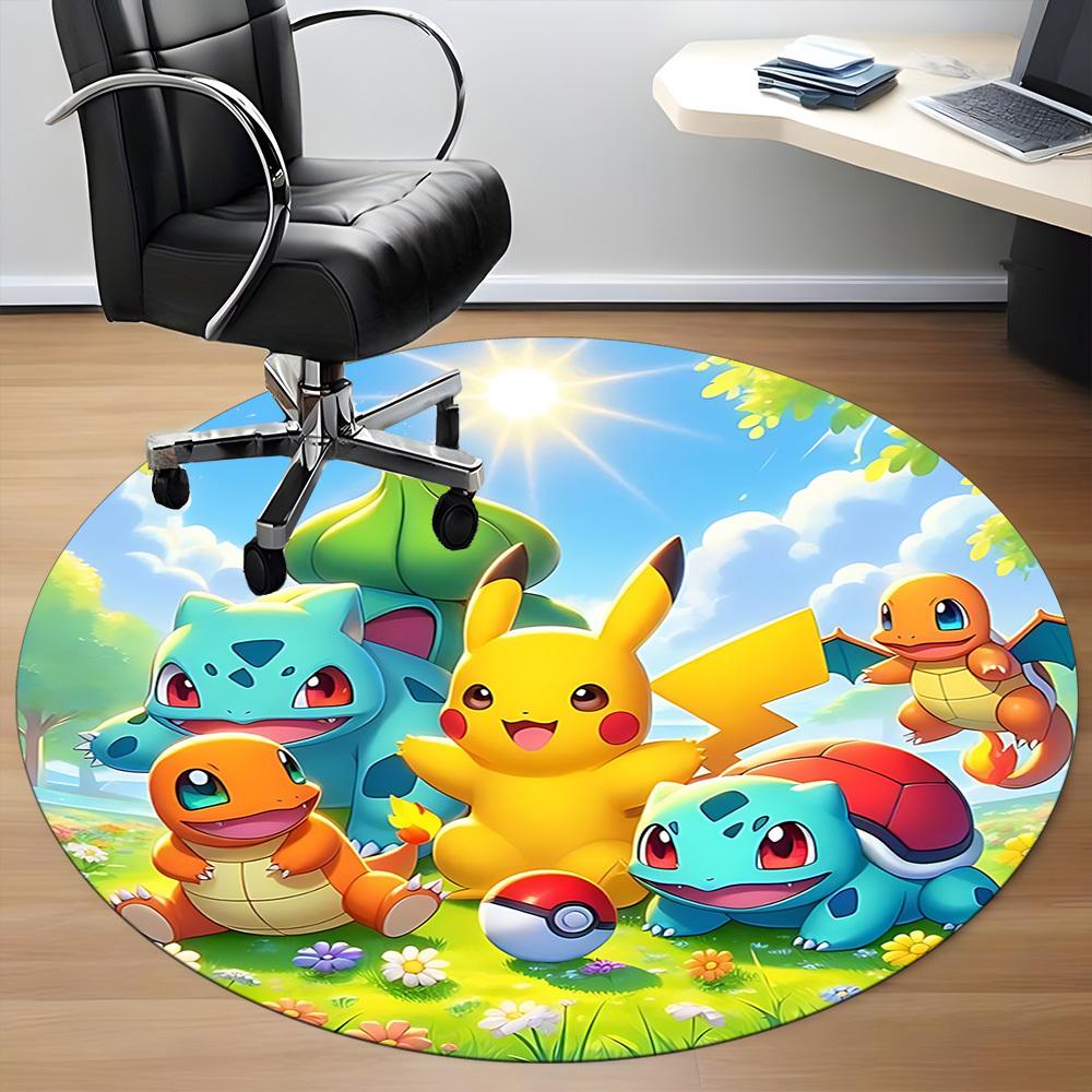 1pc Pokémon Characters Office Round Area Rug, Under Office Chairs Bedroom Living Room Home Decor  A1016283