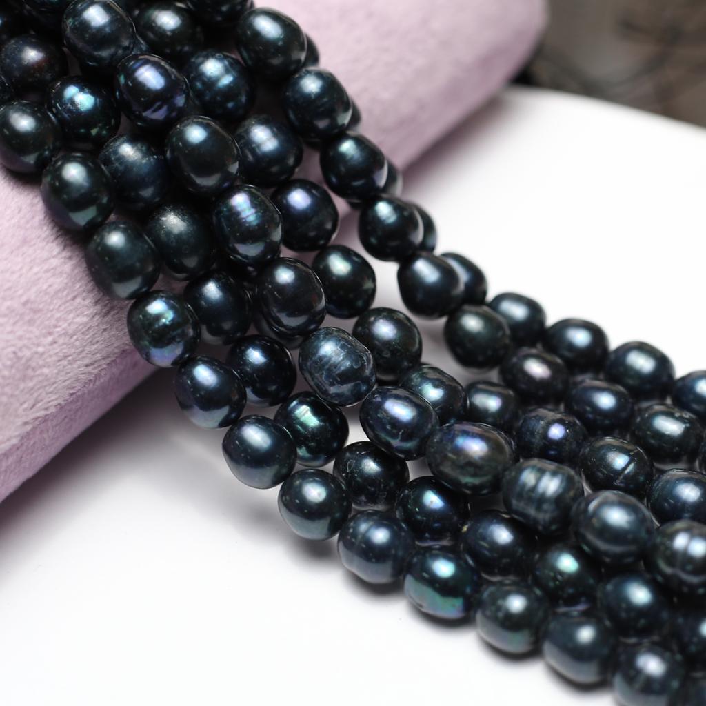 Boho Handmade Rice Pearl, Black Natural Freshwater Pearls Beads for Jewelry Making DIY Necklace Accessories, Mother's Day Crafts 36cm
