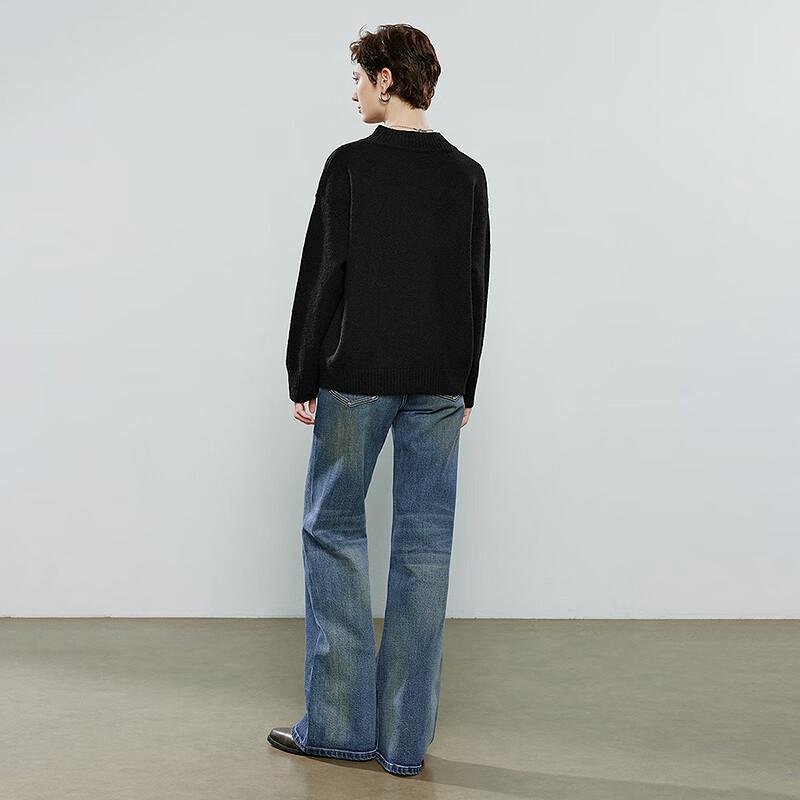 Women's Relaxed Fit Stand Collar Brushed Sweater