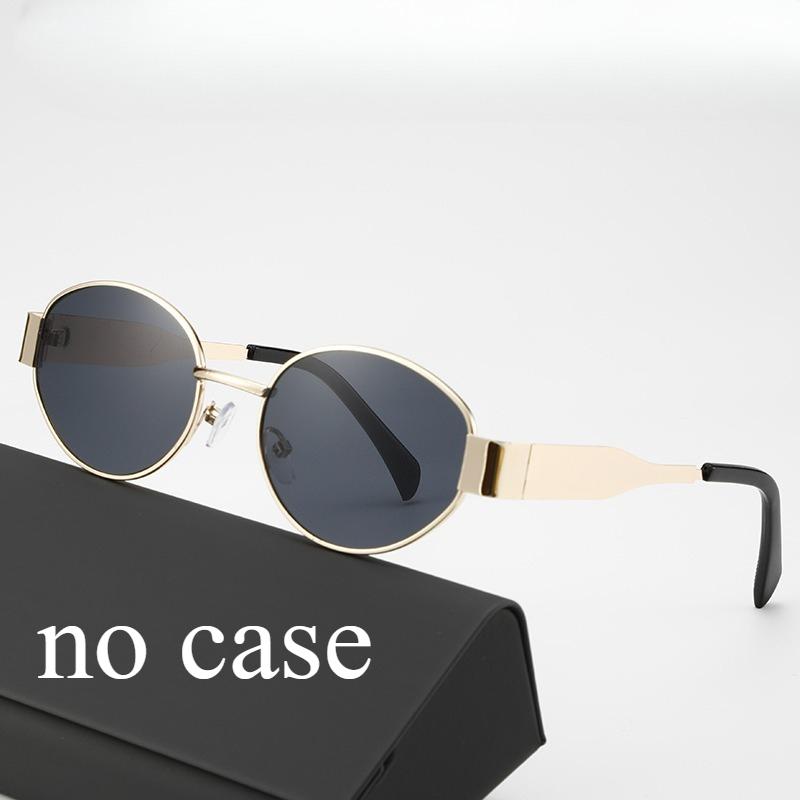 Oval Shaped Trendy Sunglasses for Travel High-end Metal Slimming Sun Shading Fashion Eyewear