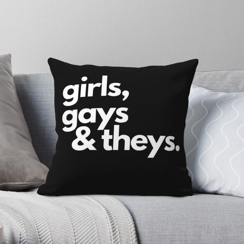 Girls Gays And Theys LGBTQ Square Pillowcase Polyester Linen Velvet Pattern Zip Decorative Throw Pillow Case Home Cushion Cover