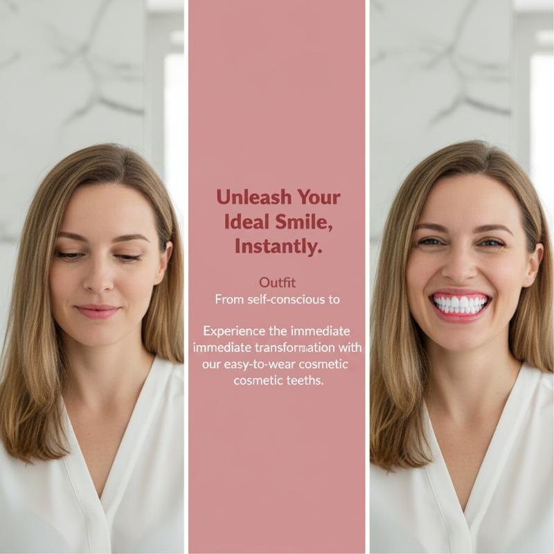 Easy Use Disposable Smiling False Teeth with Filling Glue Upper Lower Veneers for Photo Shooting Dating