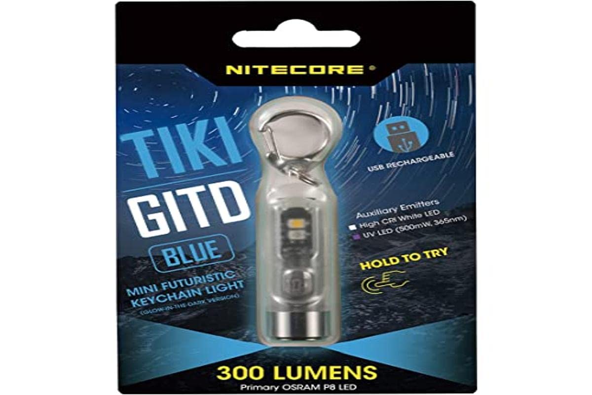 

NITECORE GITD Blue Tiki Key Мини светодиодный фонарик с USB Идеально подходит для улицы и подготовки к чрезвычайным ситуациям Фонарь TIKI BLUE , Зарядка, Поездки на работу, Бег,