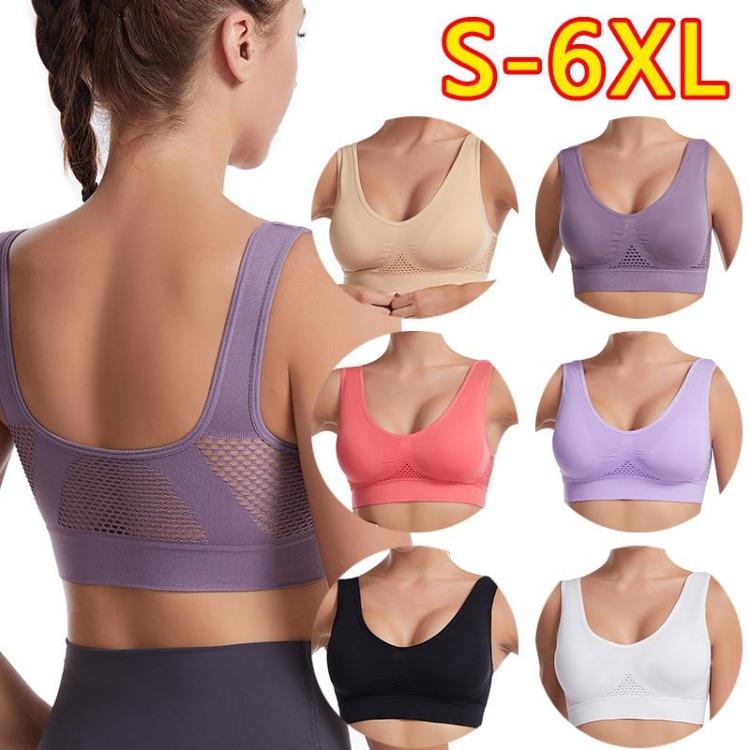 Plus Size Women S-6XL Yoga Sports Bra Padded Crop Top Running Active Breathable Gym Workout Vest Fitness Underwear Tops