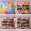 Fun Inspirational Quotes Cushion Cover Natural Linen Organic Fabric DoubleSided Printing Sofa Home Decor Gift Pillow Cover