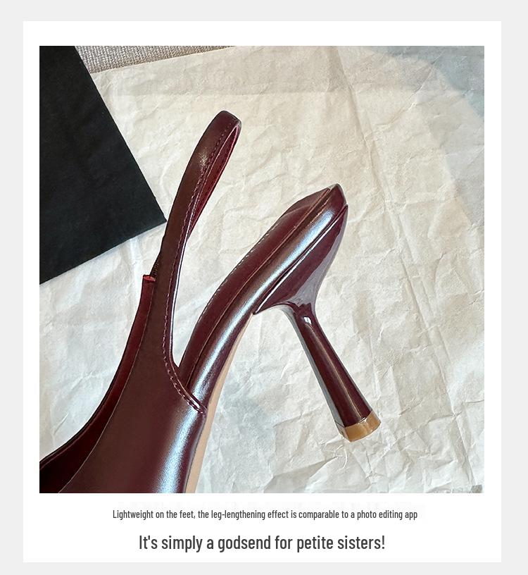 Red Pointed Toe Backless Stiletto Flats - Spring European American Style Fashion for Women