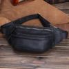 Genuine Leather Men's Waist Bag, Crazy Horse Leather Men's Head Cover Layer, Cowhide Small Chest Bag, Crossbody Sports Phone Bag