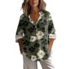 Chemise Pullover Décontractée à Revers et Manches Décontractées Imprimée Ample pour Femmes Printemps et Été