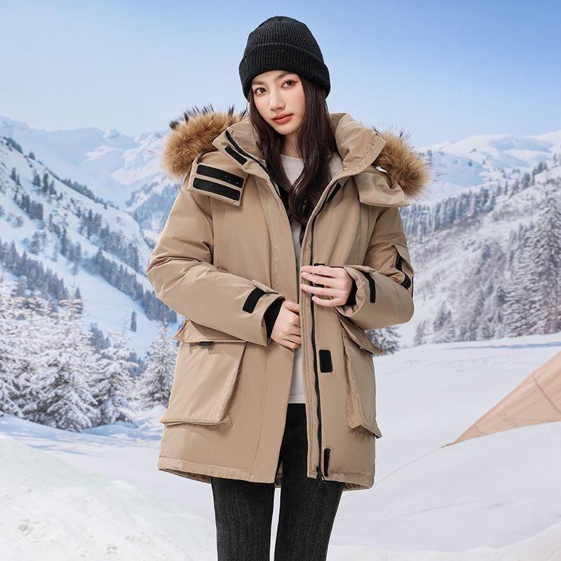 Winter Thickened Warm Workwear Down Cotton Coat with Fur Collar Loose Korean Style Jacket