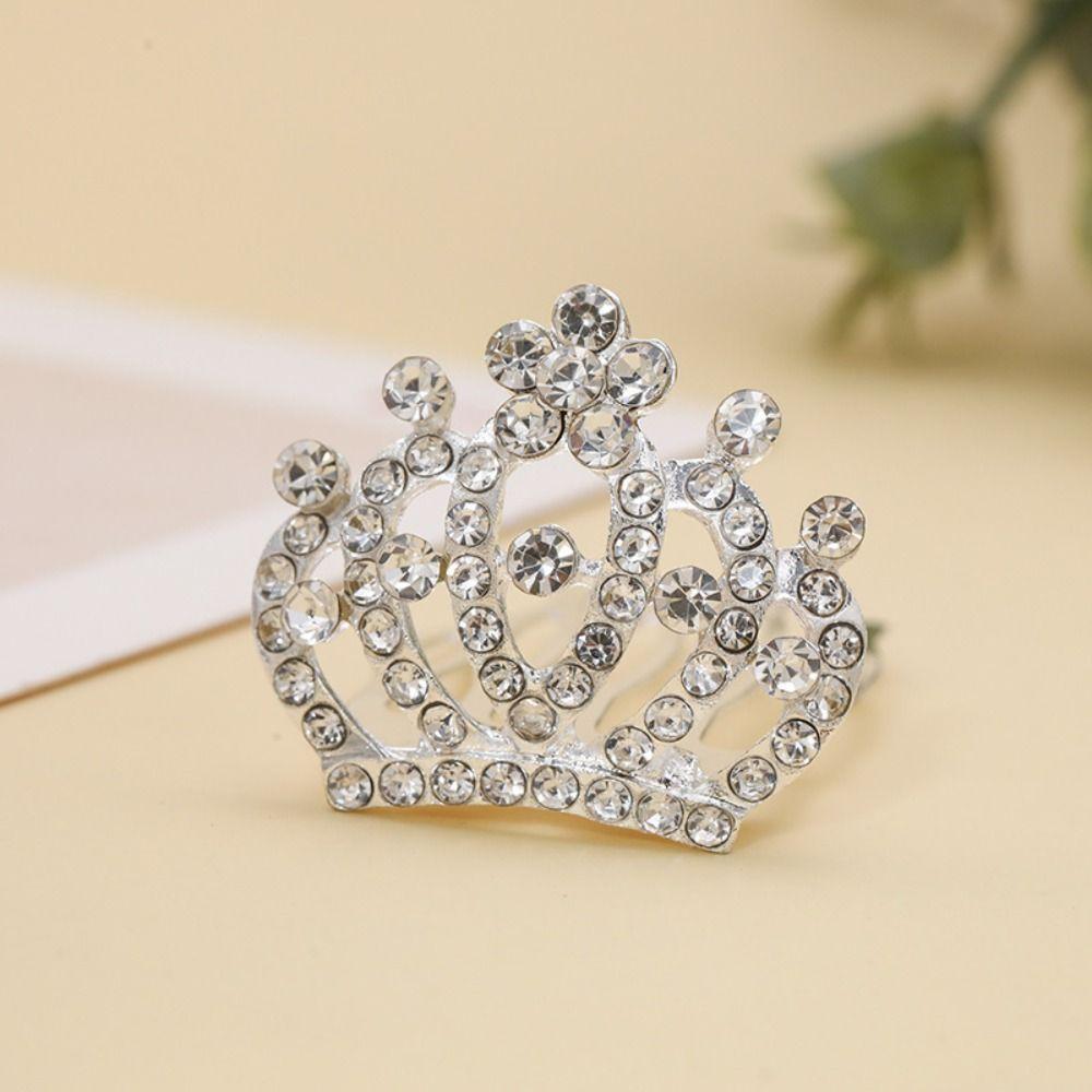 Flower Crystal Crown Hair Comb Star Rhinestone Hairpins Gifts Children Tiara Headband  Daily