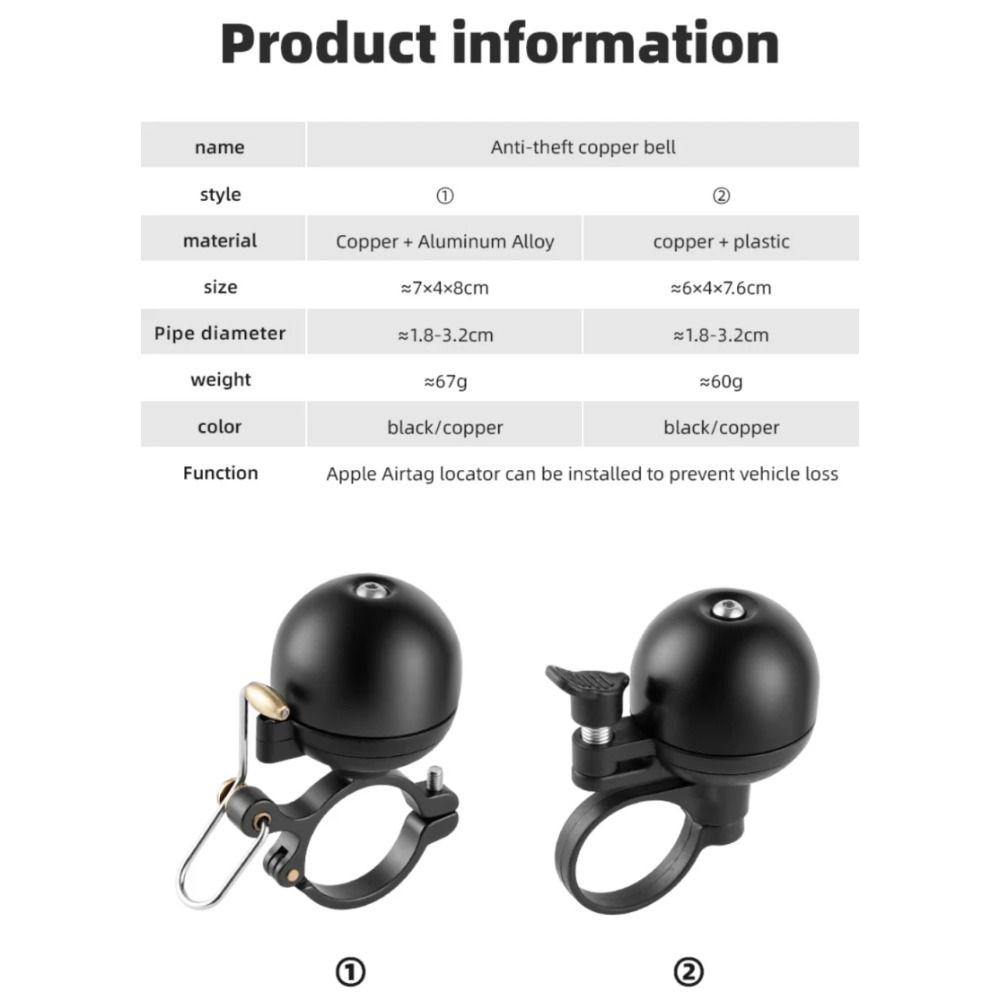 Retro Metal Bicycle Alarm Bell Black Gold Lightweight Loud Horn Retro Bells Bike Accessories