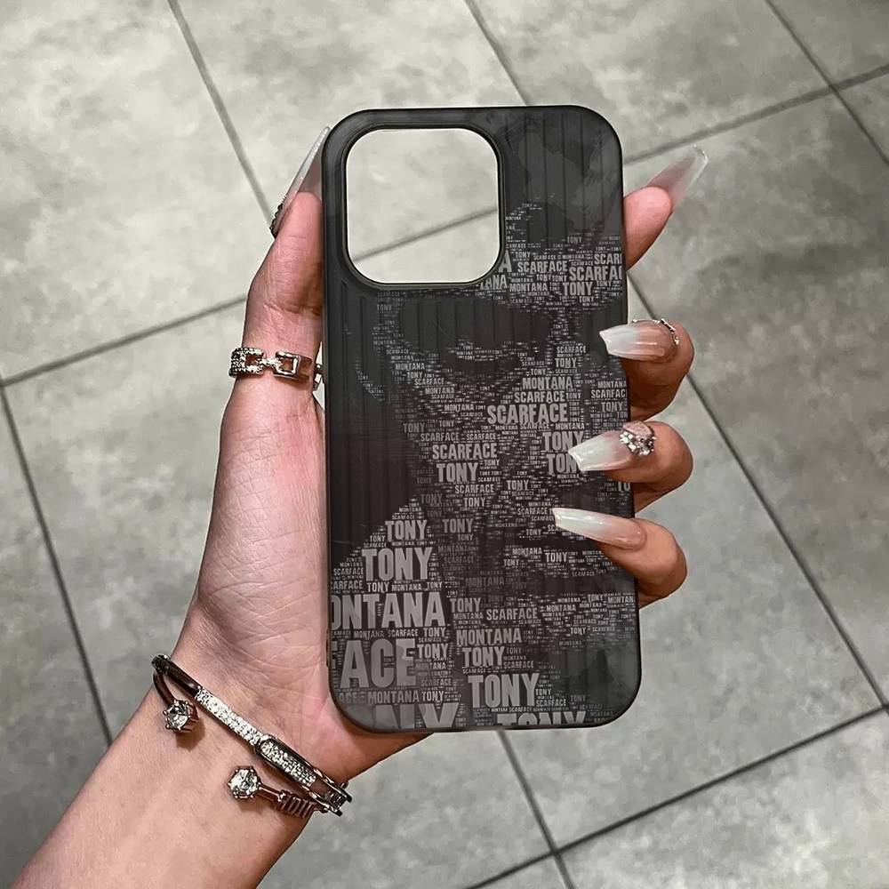 

Film Scarface Tony Montana Corrugated Pattern For IPhone 17 16 15 14 13 12 11 16 Pro Max Plus Pro Non-slip Phone Cover iPhone 15