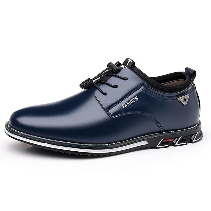 

Модные осенние повседневные кожаные кроссовки для мужчин, классические деловые туфли, уличные мужские кроссовки, дышащие мужские туфли для пошива 42 синий