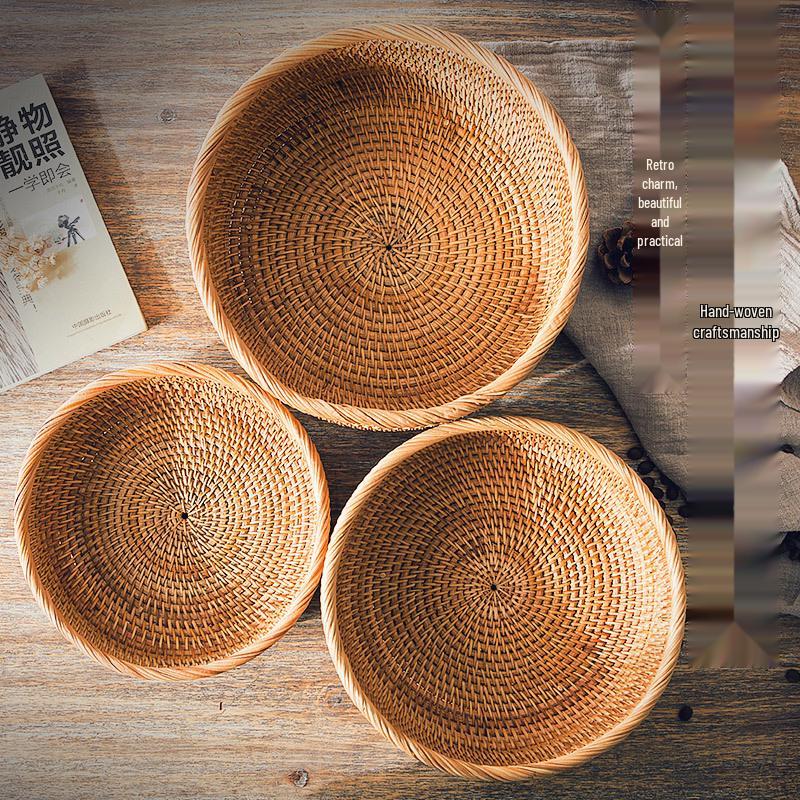 Mehrzweck Bambus Webkorb zur Aufbewahrung, für Obst, Brot, Brötchen, Snacks und für Picknicks