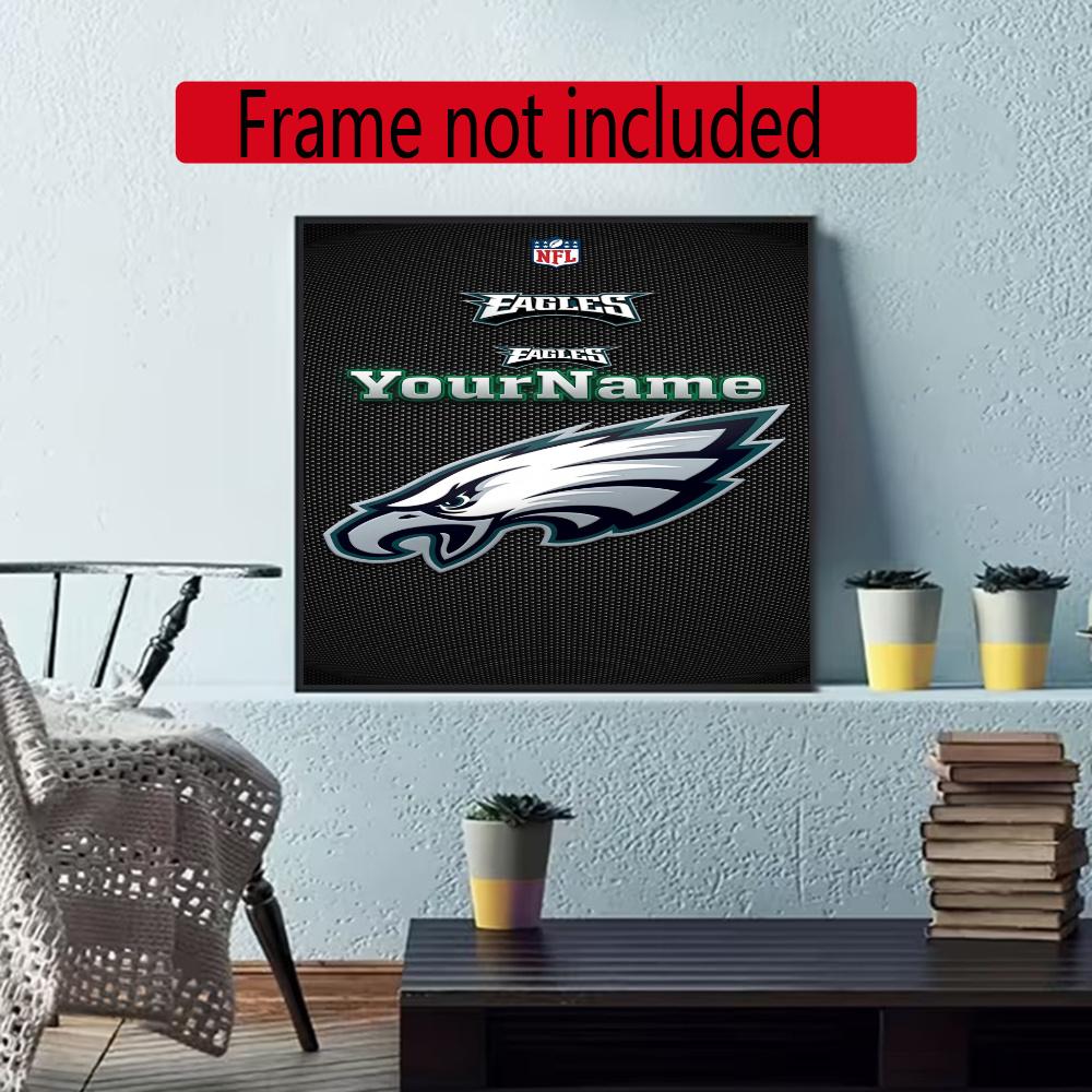 Philadelphia Eagles Personalized Text Diamond Painting Round Diamond Mosaic Rhinestones Diamond Embroidery Craft Kit Wall Decor Without Frame