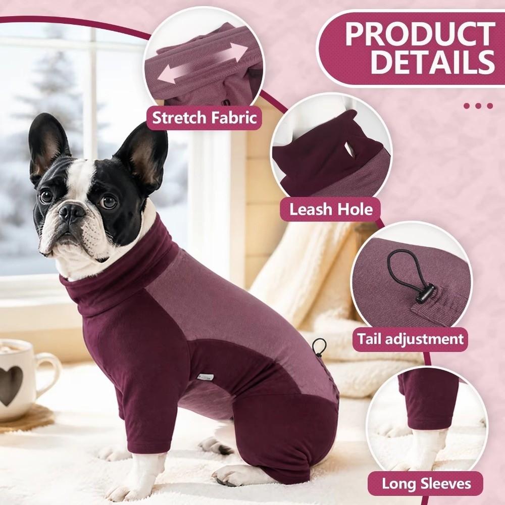 High Stretch Fleece Dog Jumpsuit Windproof Dog Winter Home Outfit Dog Warm Pajamas  Cold Weather