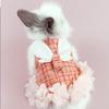 Fashion Adjustable Rabbit Outdoor Harness  Comfortable Pet Traction Suit Plaid Rabbit Sleeveless Dress Outdoor