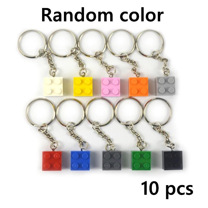 

Random Colors Accessories Keychain Brick Kits Key Chain Hanging Ring Constructing Cubes Fits All Brands Creative Design Playthings for Kids