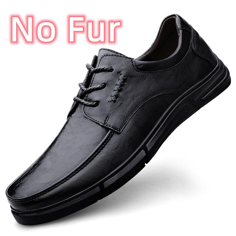 Fashion Men Winter Plush Snow Casual Shoes 2024 New Men's Shoes Genuine Leather for Men Business Shoes All-match Men Wedding Dress Shoes