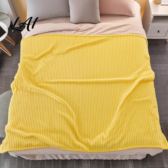 Skin Friendly Milk Velvet Throw Striped Fleece Blanket for Bed Ribbed Couch Thickened Warm Bed Soft Breathable Cozy Blankets Lightweight