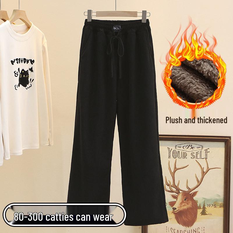 

Women s Winter Wide-Leg Plush Velvet Fleece Cotton Pants 4XL