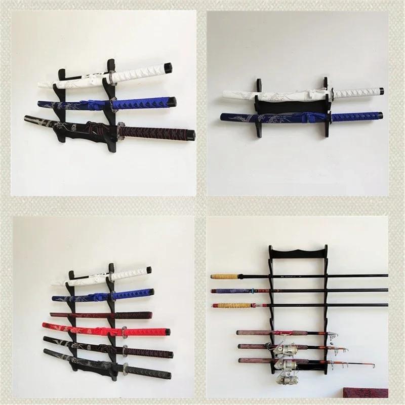 Nástěnný držák na katanu Dřevěný stojan na meč Rapír Šavle Stojan na vystavení Japonská katana Úložné police na deštníky Organizér