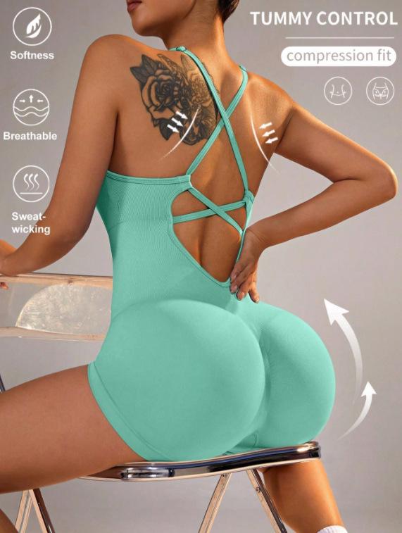 "Women's Nude Yoga Sling Jumpsuit for High-Intensity Dance & Fitness"