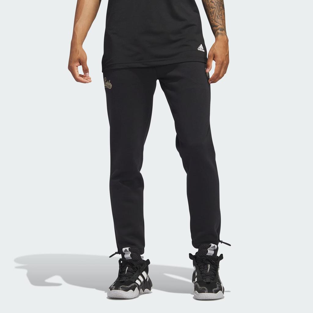adidas D.O.N. Fleece Pants Logo Basketball Mid-Rise Fit Knit Sports Pants Men Bottoms Black IJ0283