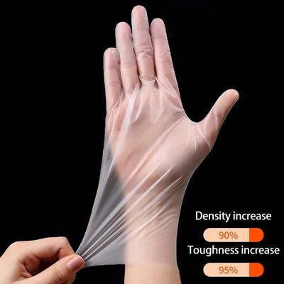 100Pcs Disposable TPE Food Gloves, Food Grade Powder Free Clear Plastic Gloves, Non-Slip Heavy Duty Kitchen Gloves