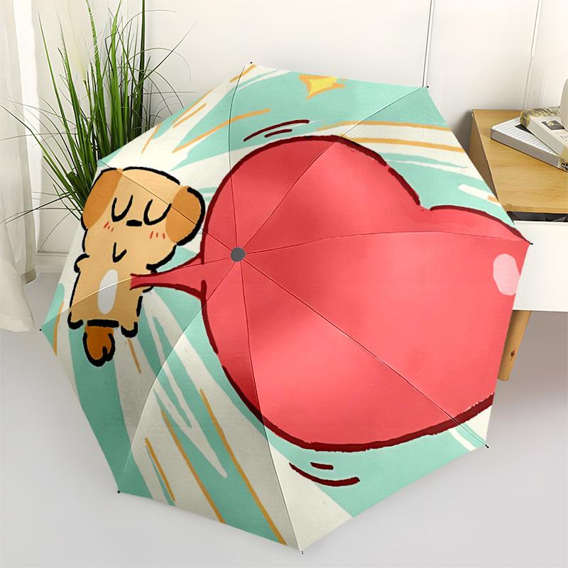 1pc Balloon and "Bear" Love Adventure Auto Open/close, 8-Rib Iron Frame, Compact Folding Cute Umbrella All-Season Portable Umbrella for Travel 009