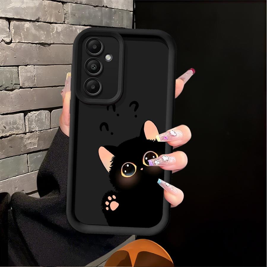 Phone Cover Case for Samsung Galaxy A16 A53 A54 A71 A72 A56 A23 A12 A13 A35 A36 A15 A26 A32 A51 A73 A34 Hello Cute Blacks Cat